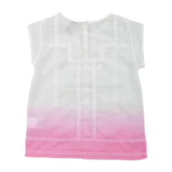 Barn Kina Bluse, Kortermet, Hvit/Rosa