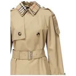 Beige Gabardine Dobbeltspent Kåpe