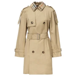 Beige Gabardine Dobbeltspent Kåpe
