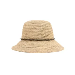 Beige Manzini Manzini Raffia Beads Hat Caps