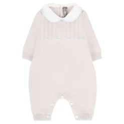 Beige ull jumpsuit med Peter Pan-krage