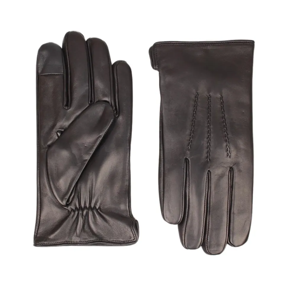 Black Manzini Manzini Skinnhansker 100% Sheepskinn Tilbehør