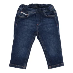 Blå Denim Jeans med Elastisk Liv