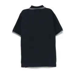 Blå Stone Island Poloskjorte med Stripete Kant