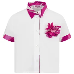 Bluse med blomsterdekor