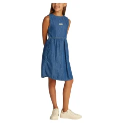 Denim Kjole med Rund Hals