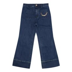 Denim Leggings med Glidelås og Lommer
