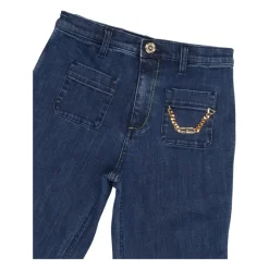 Denim Leggings med Glidelås og Lommer