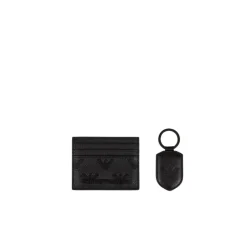 Embossed Eagle Leather Cardholder og Nøkkelringsett