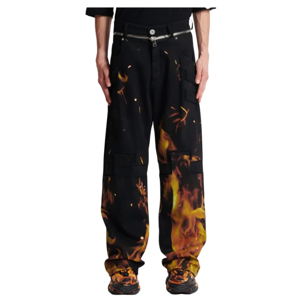 Fire Print Jeans med innlegg