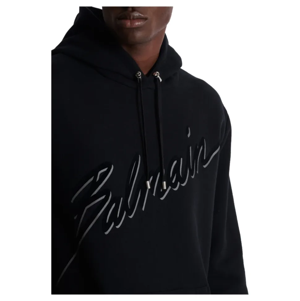 Flocked Letter Hoodie