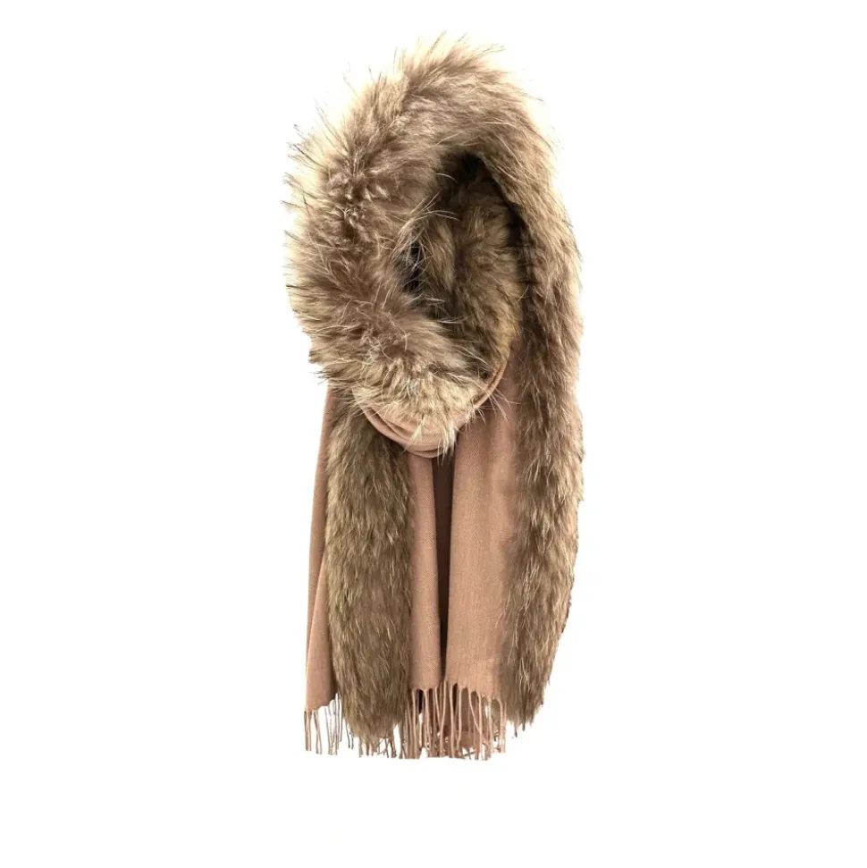 Pashmina Sjal med Vaskebjørnspels