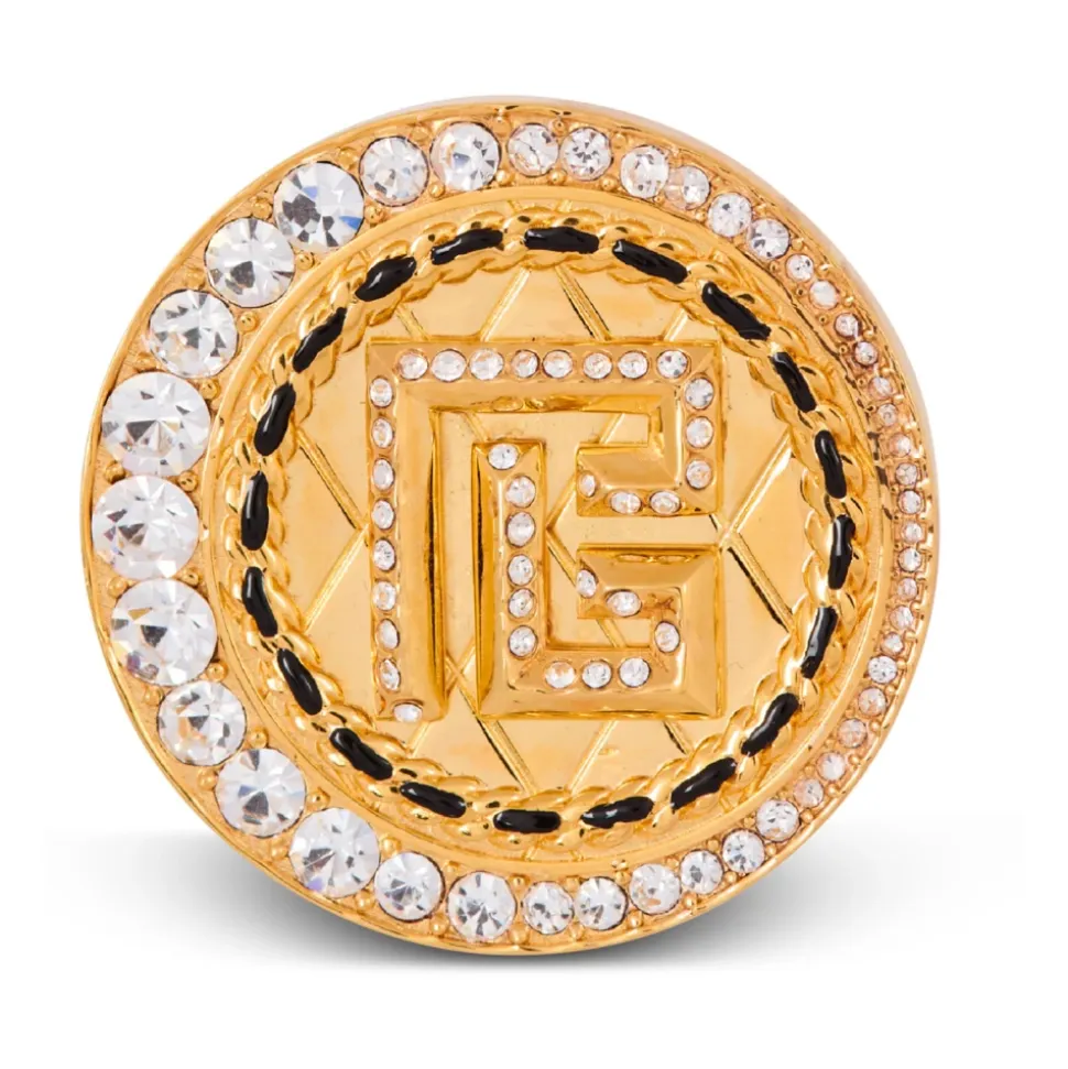 PB brosje i messing og rhinestones