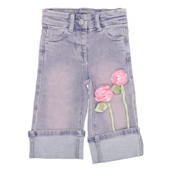 Rosa Denim Jeans med Rosette Detaljer