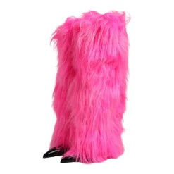 Rosa Faux Fur High Heel Støvler