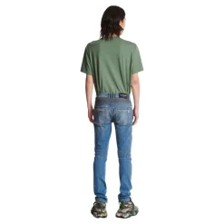 Slim-fit biker jeans i blå denim
