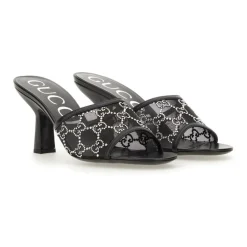 Sorte Slip-On Sko med Krystaldetaljer