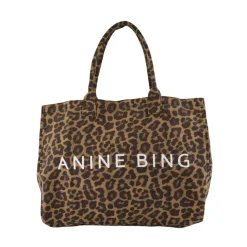 Svart bomullsshopper veske med leopard