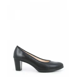 Svart Lær Blokkhæl Pumps