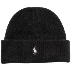 Svart Merino Ull Beanie Lue
