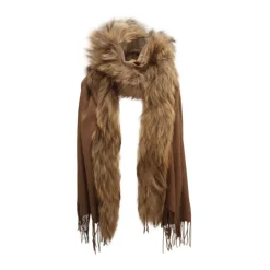 Taupe Pashmina Skjerf med Vaskebjørn Kant