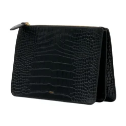 Threefold Croco-Embossed Clutch