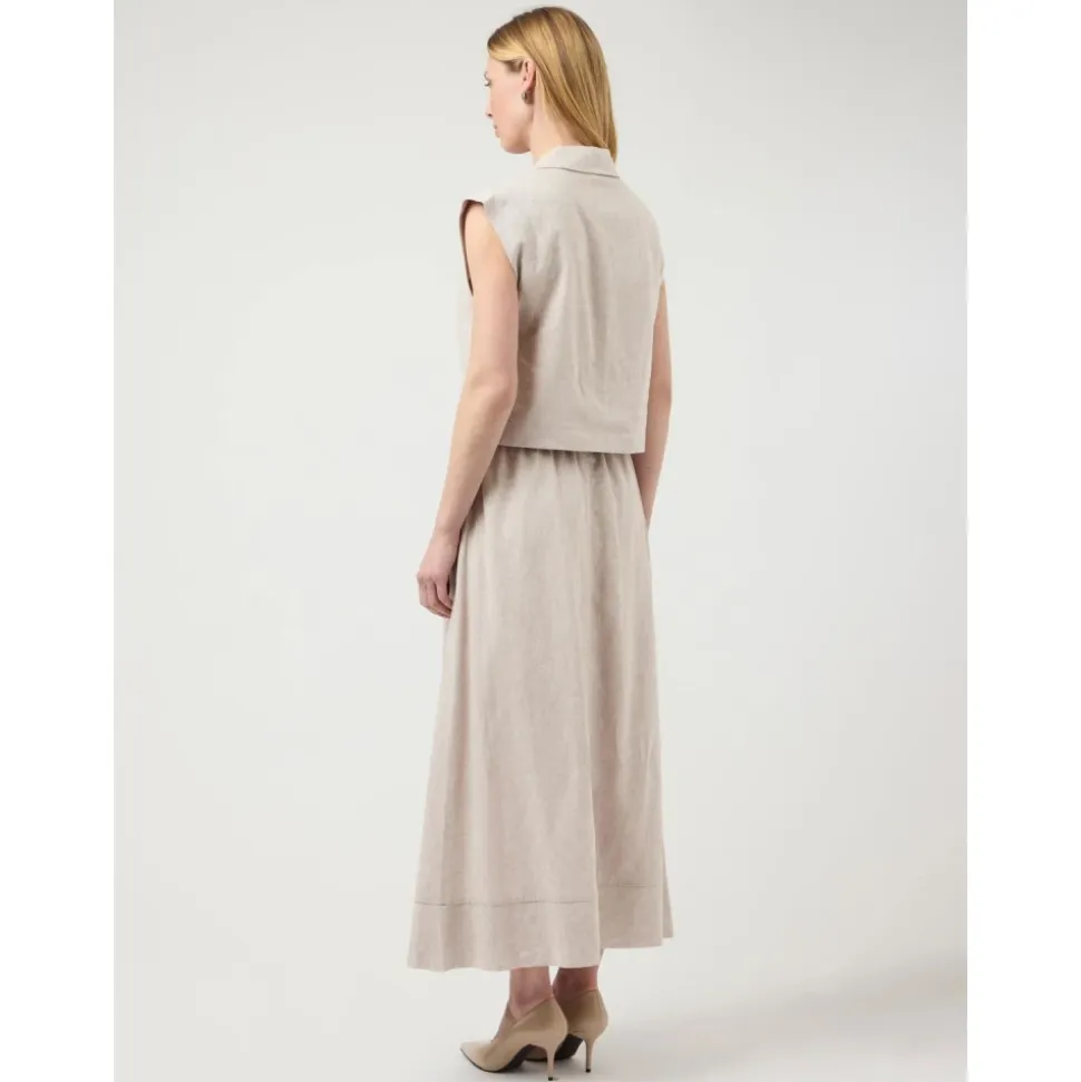 USUMA HW Linen Blend Langt Skjørt