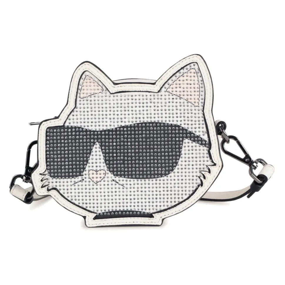Veske i belagt teksturert stoff med strass