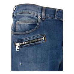 Vintage Blue Biker Denim Bukser